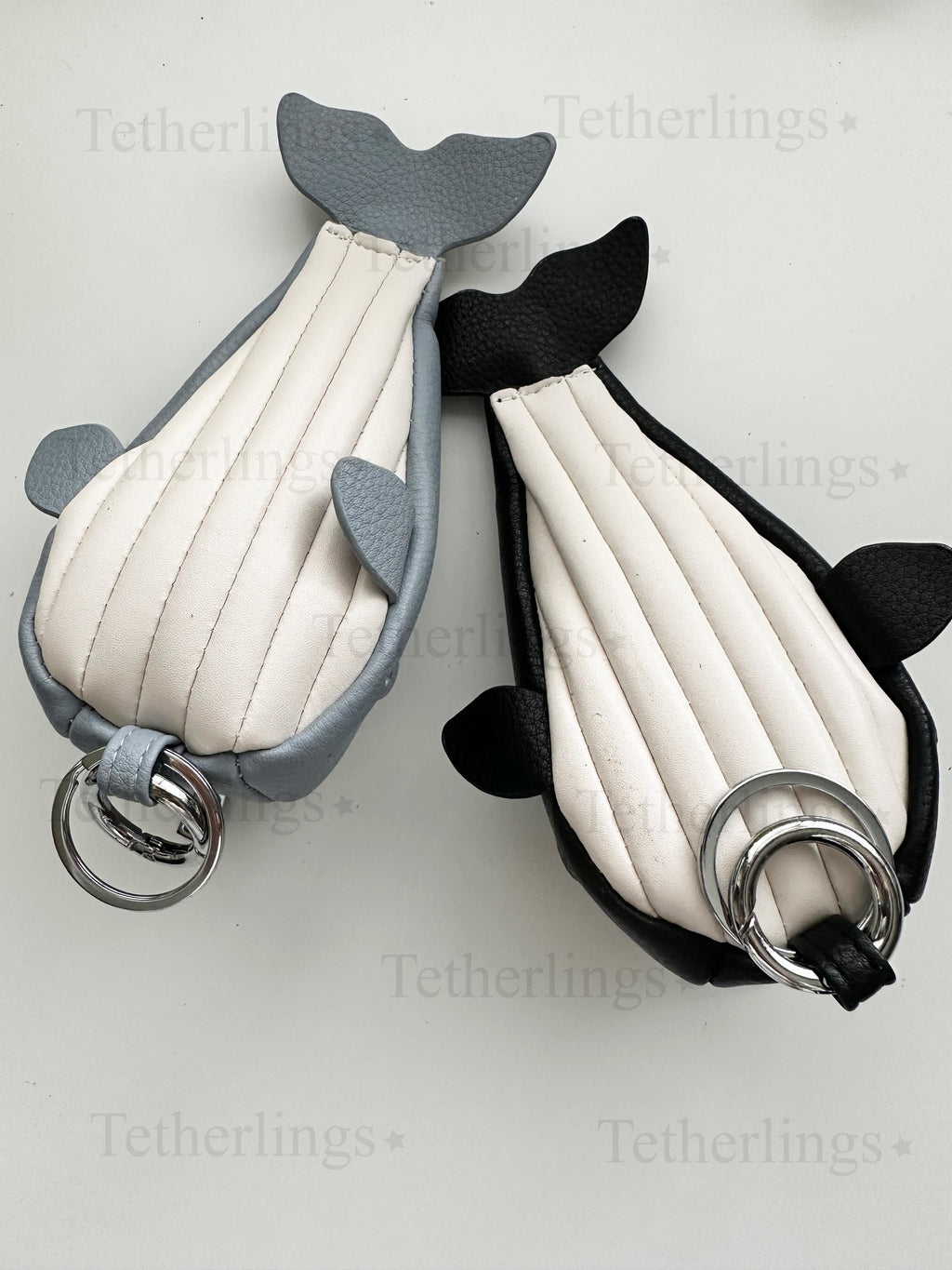 Large Whale Key Holder Handmade Genuine Leather Charm, Keychain