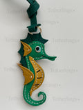 Double Sided! Seahorse Ocean Handmade Genuine Leather Bag Charm