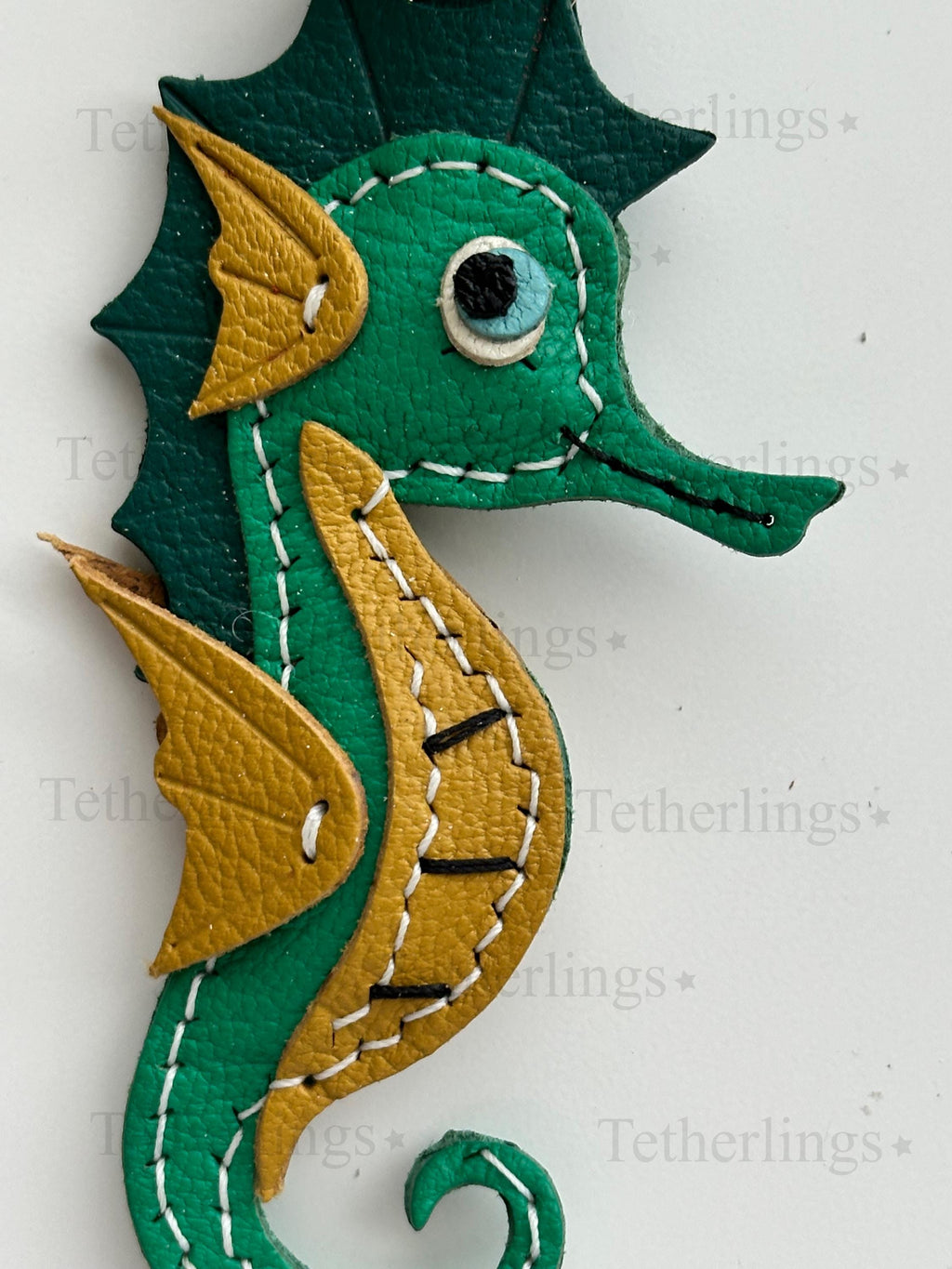 Double Sided! Seahorse Ocean Handmade Genuine Leather Bag Charm