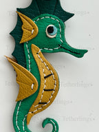 Double Sided! Seahorse Ocean Handmade Genuine Leather Bag Charm