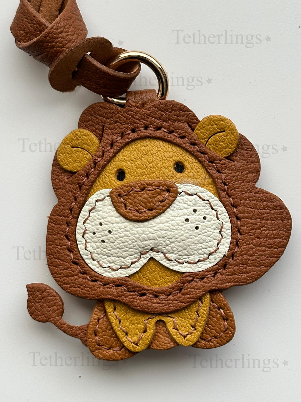 Little Lion Animal Handmade Genuine Leather Bag Charm