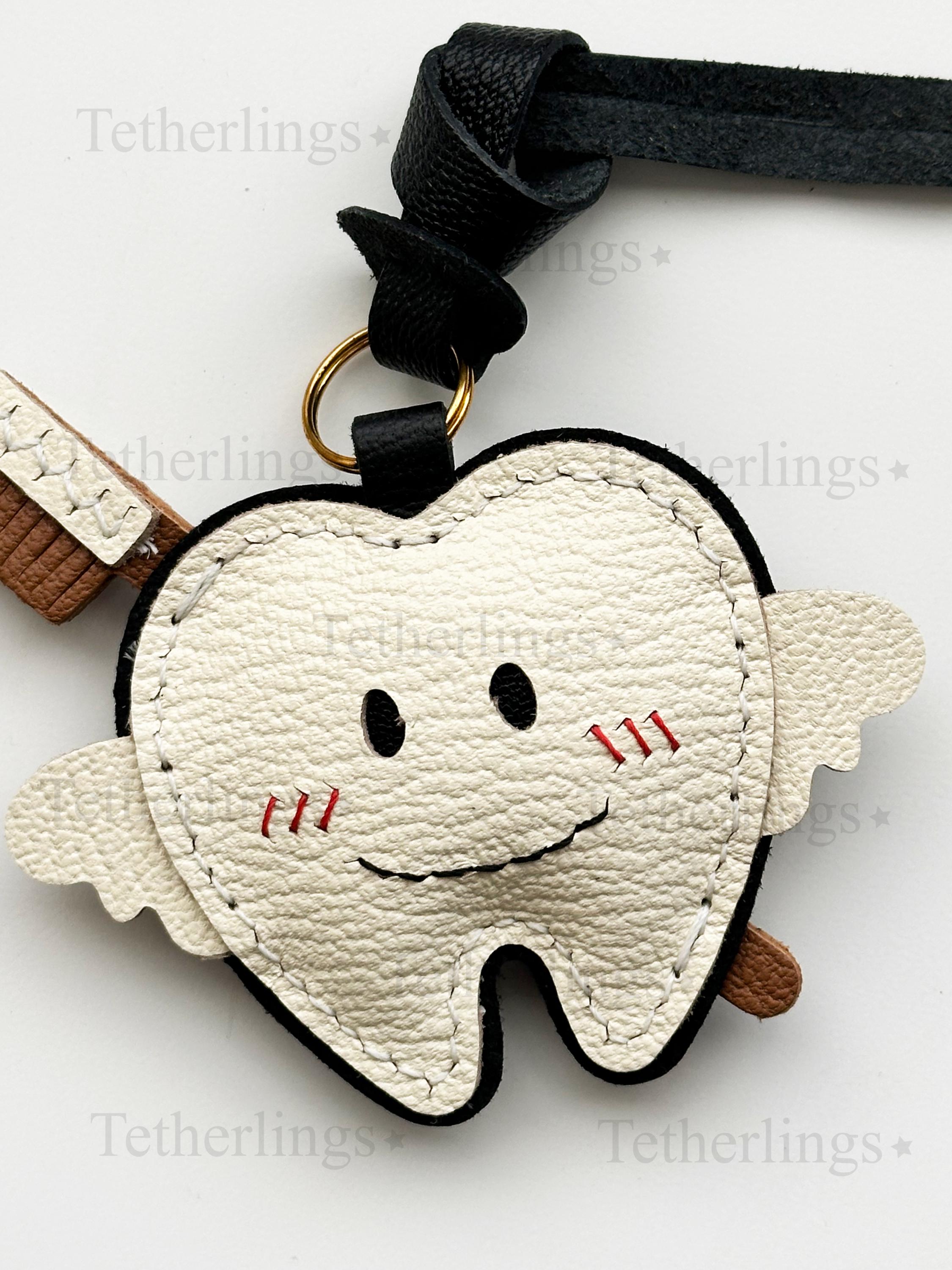 Tooth Fairy Dentist Dental Hygienist Handmade Genuine Leather Bag Charm