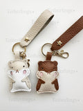 Cute Hamster Pet Handmade Genuine Leather Bag Charm Keychain