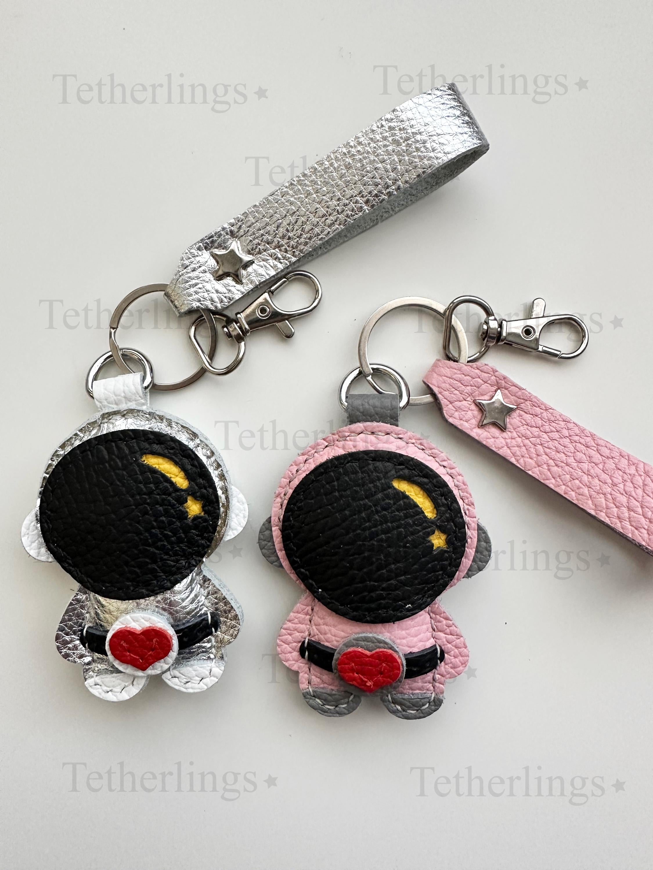 Exclusive Colors Cute Space Astronaut Handmade Genuine Leather Bag Charm
