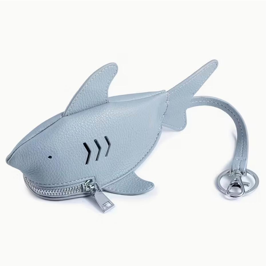 Large Shark Key Holder Handmade Genuine Leather Bag Charm Keychain