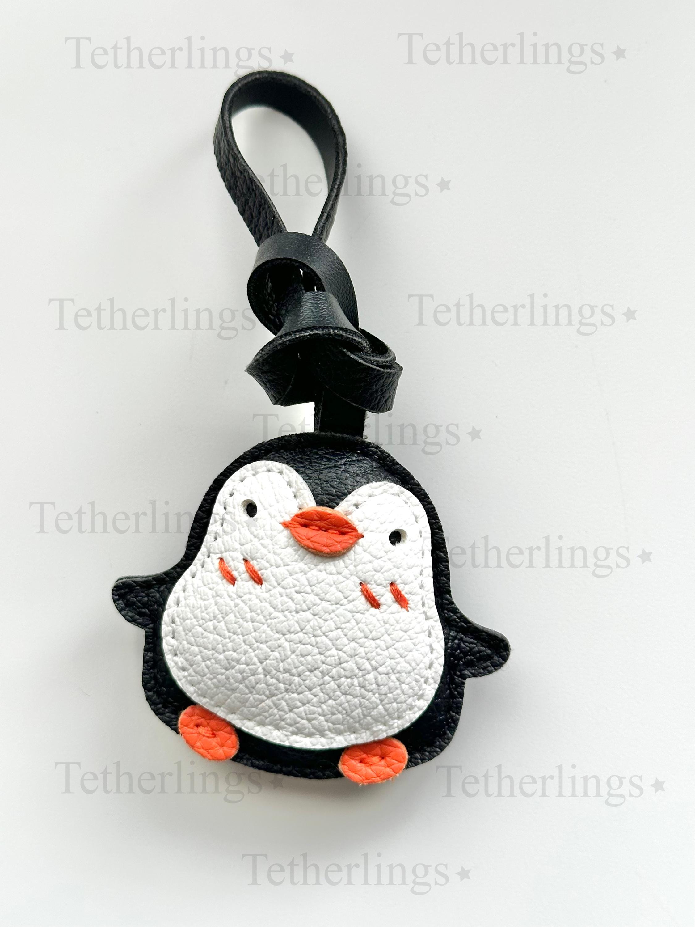 Cute Penguin Handmade Vegan Leather Bag Charm