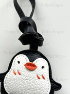 Cute Penguin Handmade Vegan Leather Bag Charm