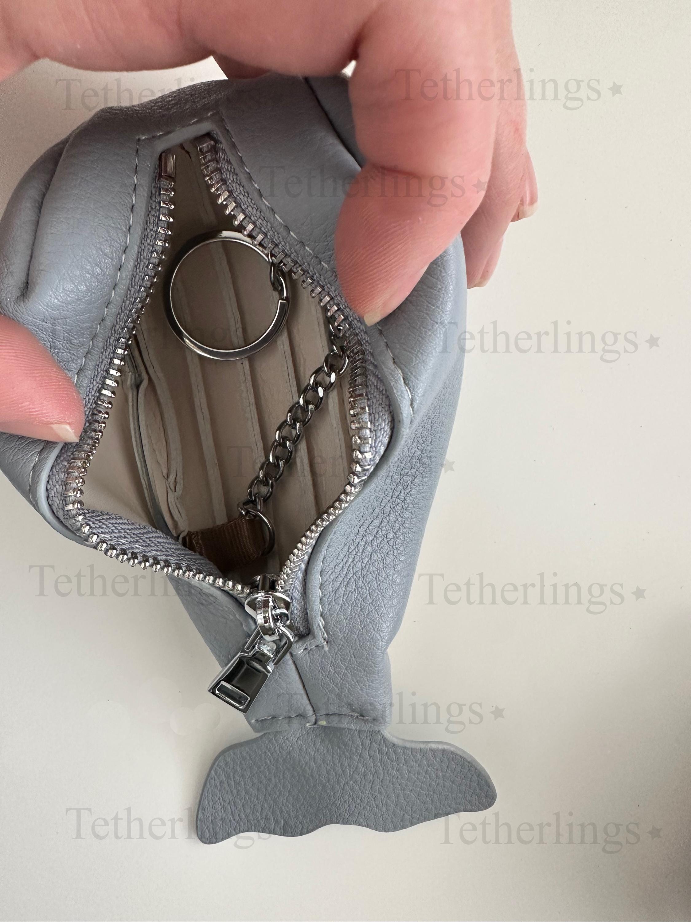 Large Whale Key Holder Handmade Genuine Leather Charm, Keychain