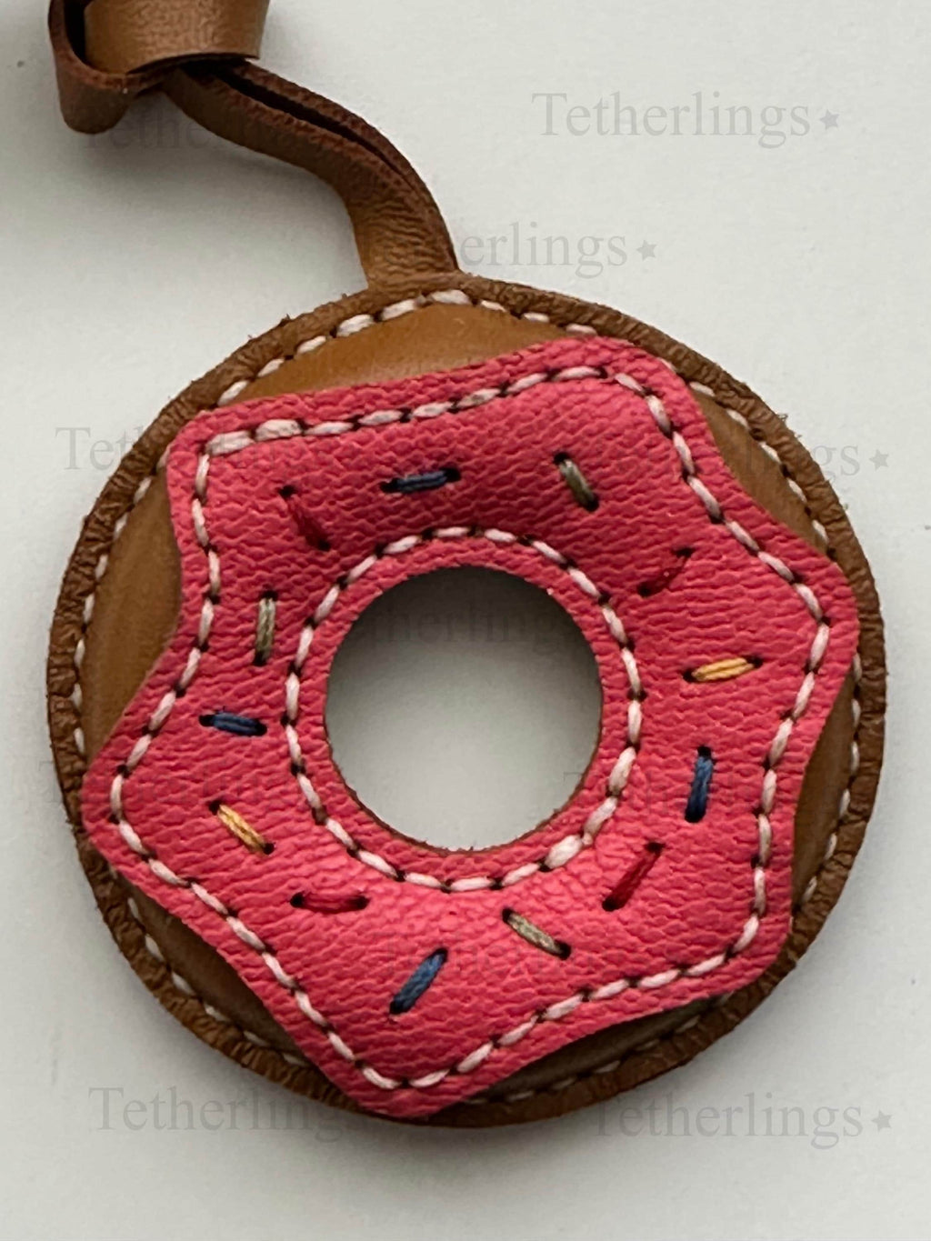 Pastry Strawberry Raspberry Donut Doughnut Handmade Genuine Leather Bag Charm