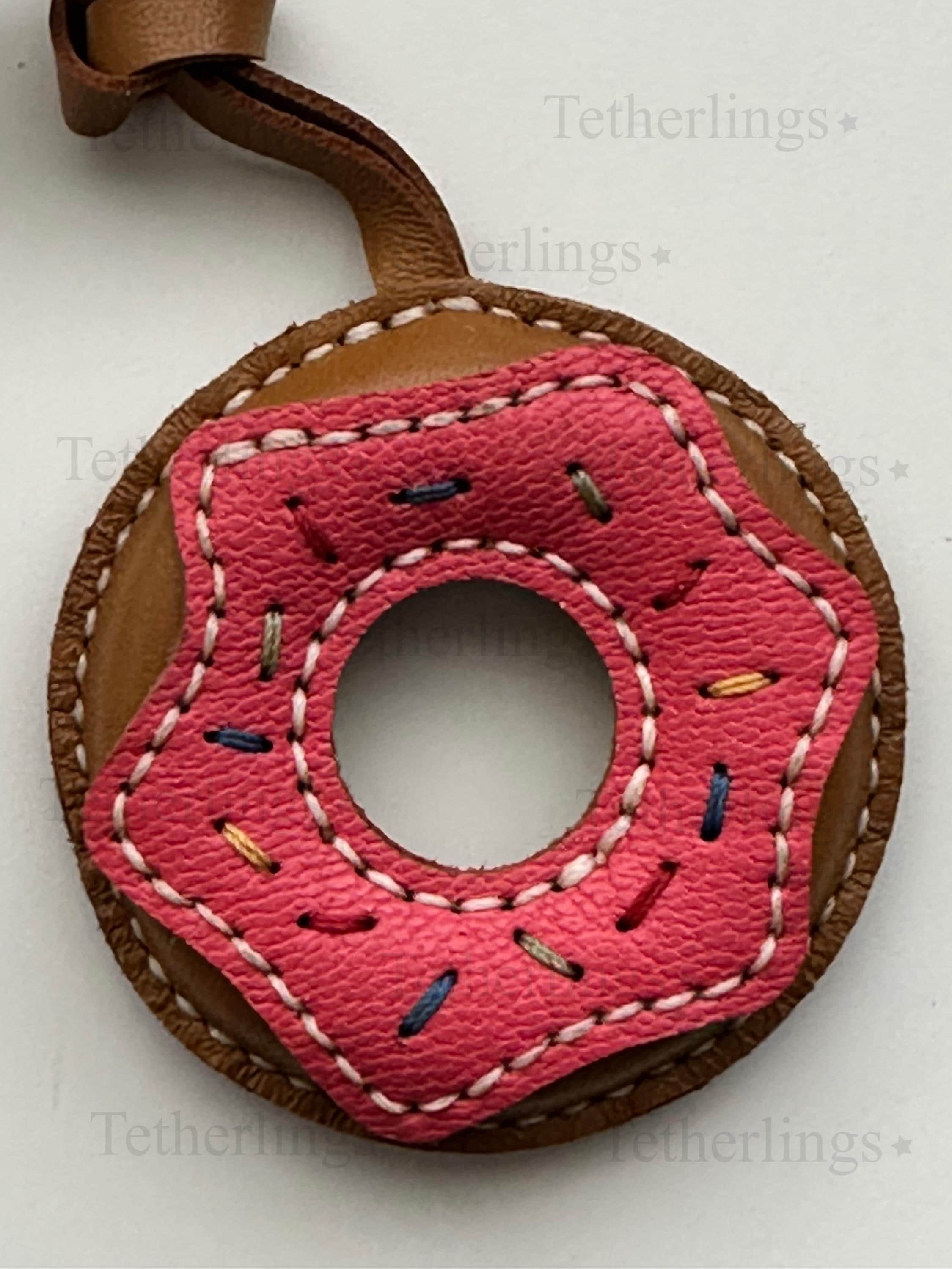 Pastry Strawberry Raspberry Donut Doughnut Handmade Genuine Leather Bag Charm