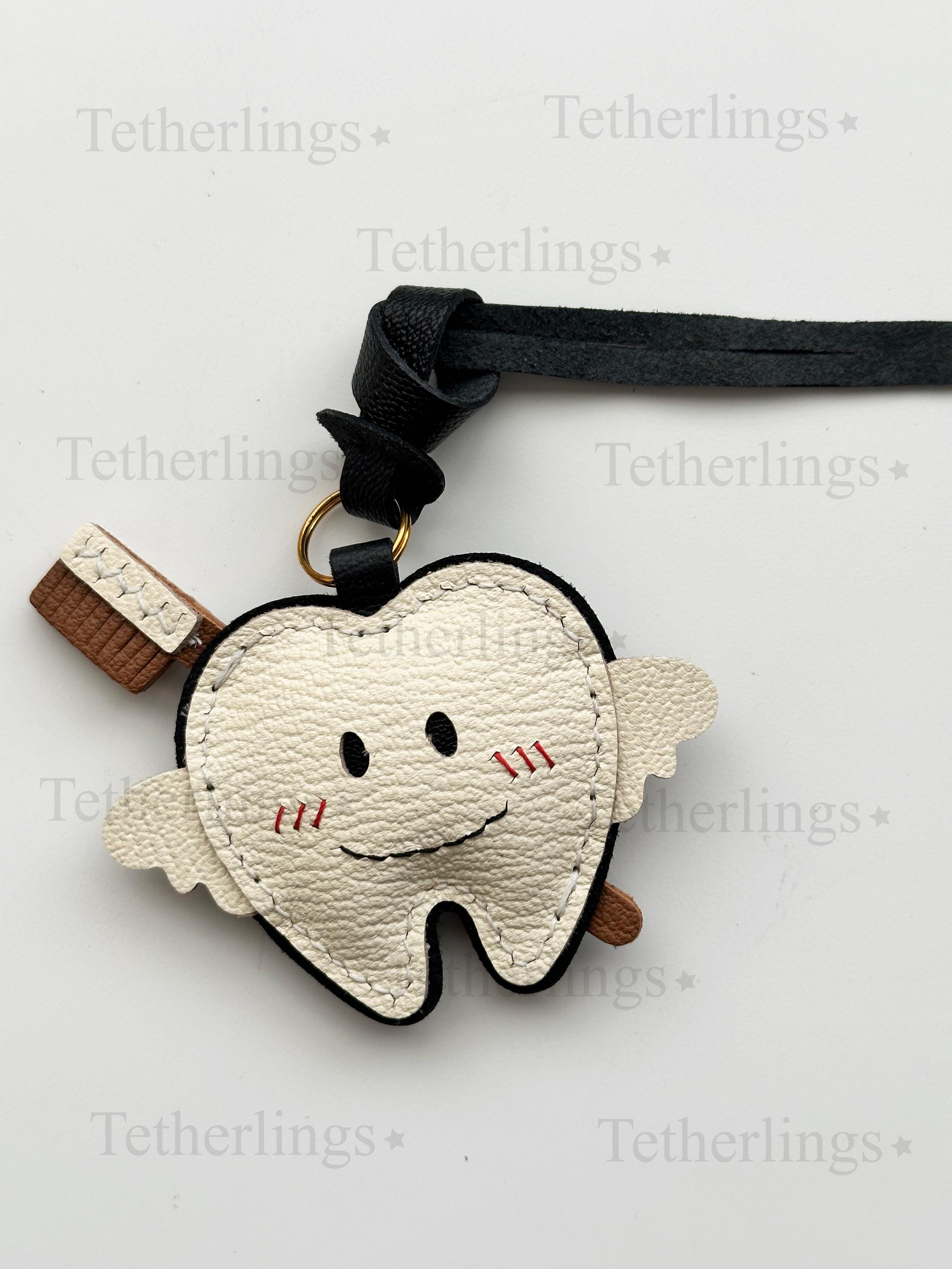 Tooth Fairy Dentist Dental Hygienist Handmade Genuine Leather Bag Charm