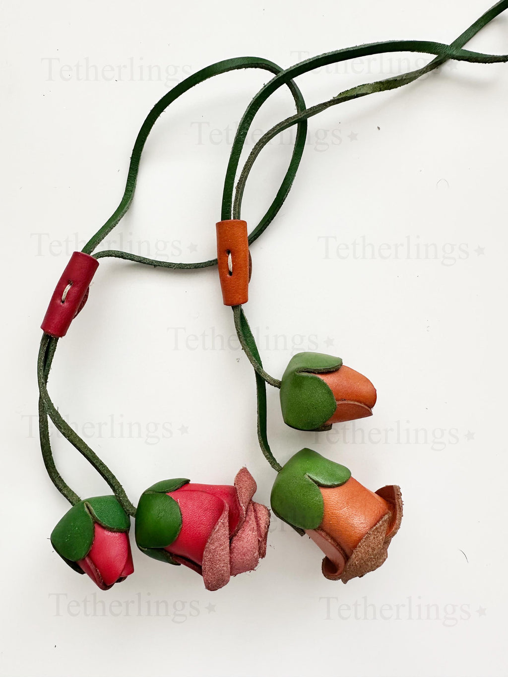 Rose Flower Handmade Genuine Leather Bag Charm