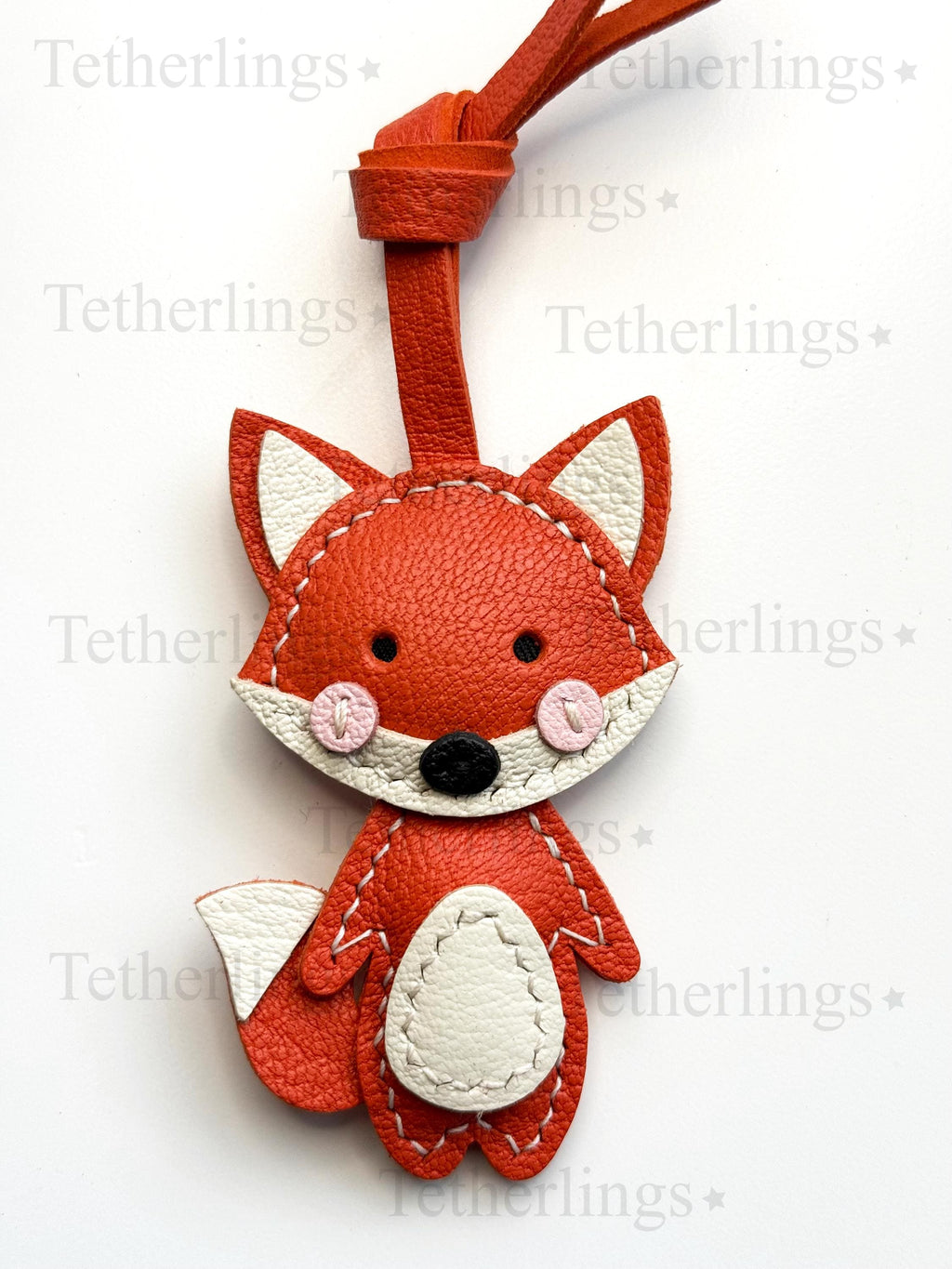 Cute Fox Handmade Genuine Leather Bag Charm