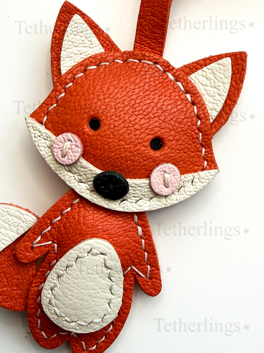 Cute Fox Handmade Genuine Leather Bag Charm