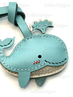Cute Whale Handmade Genuine Leather Bag Charm