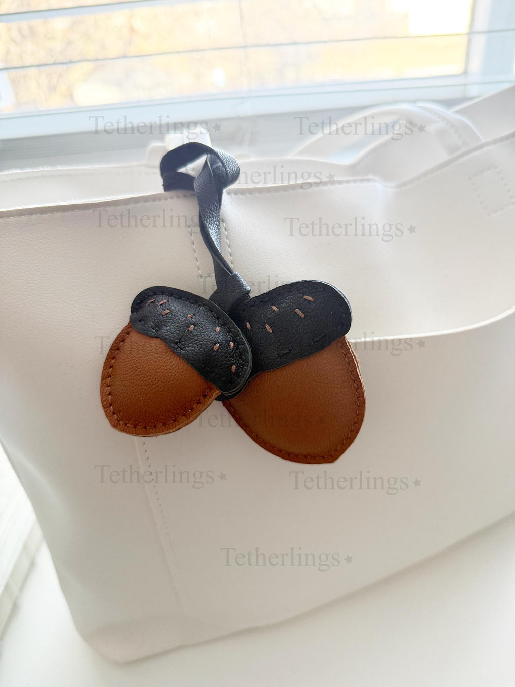 Fall Acorns Handmade Genuine Leather Bag Charm