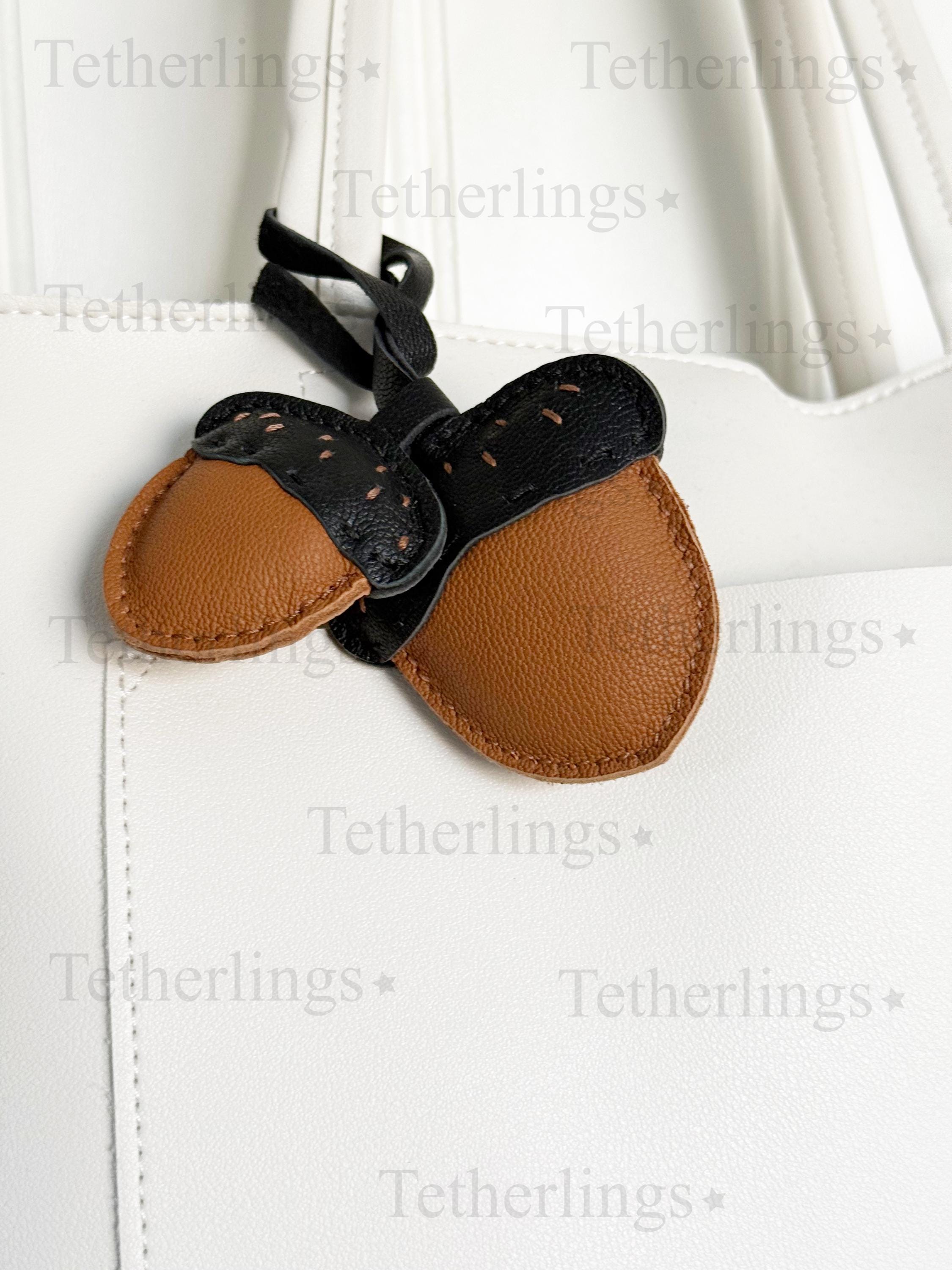 Fall Acorns Handmade Genuine Leather Bag Charm