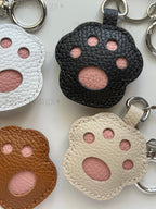 Paw Print Clip Genuine Leather Charm, Handmade Bag Purse Backpack Key Chain Cat Dog