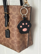 Paw Print Clip Genuine Leather Charm, Handmade Bag Purse Backpack Key Chain Cat Dog
