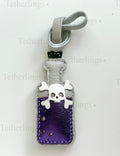 Purple Potion Bottle Halloween Leather Charm, Handmade Bag Purse Backpack Key Chain
