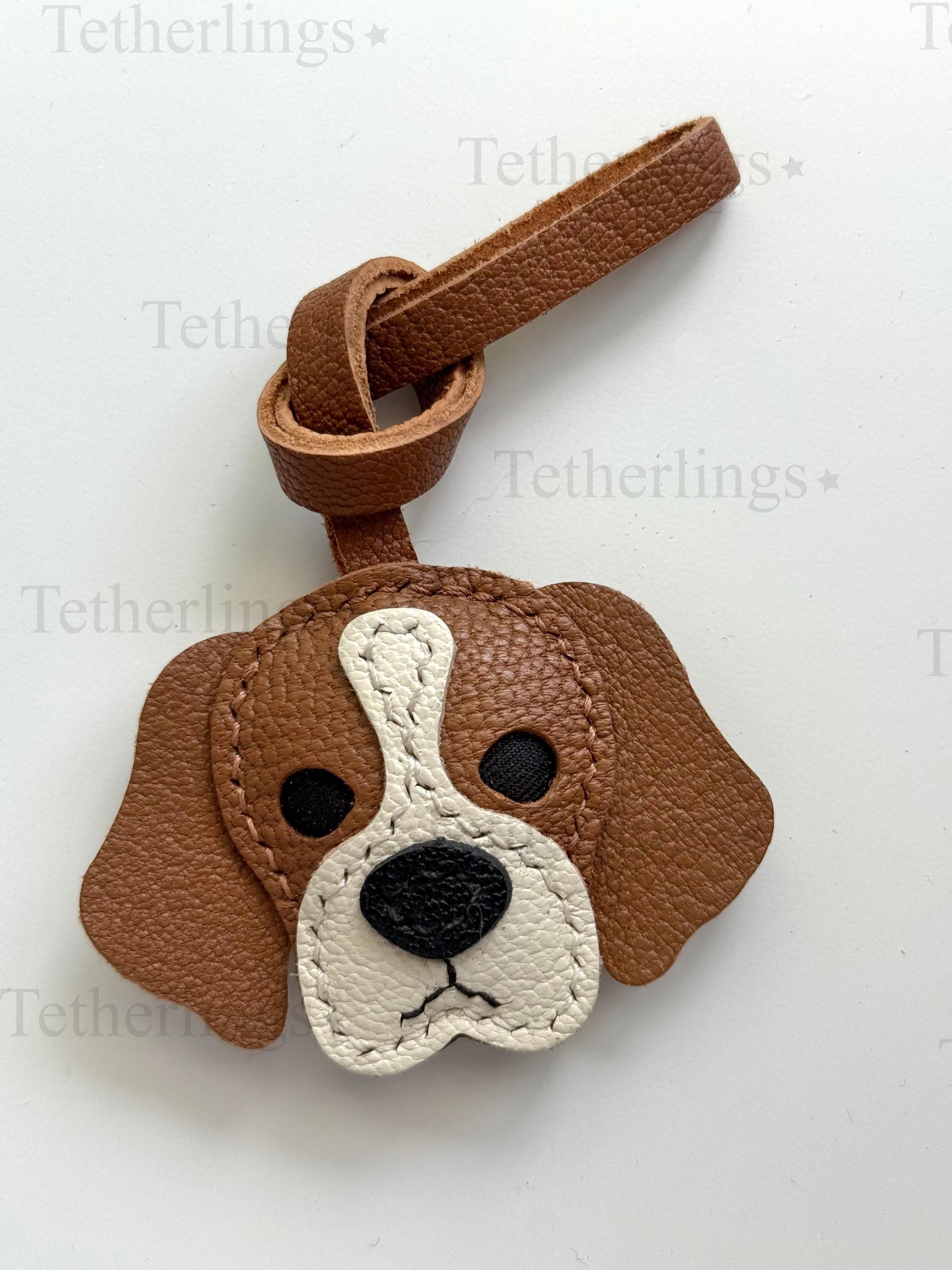 Cavalier King Charles Spaniel Dog Leather Charm, Handmade Bag Purse Backpack Key Chain