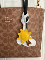 Happy Sunshine Cloud Leather Charm, Handmade Bag Purse Backpack Key Chain