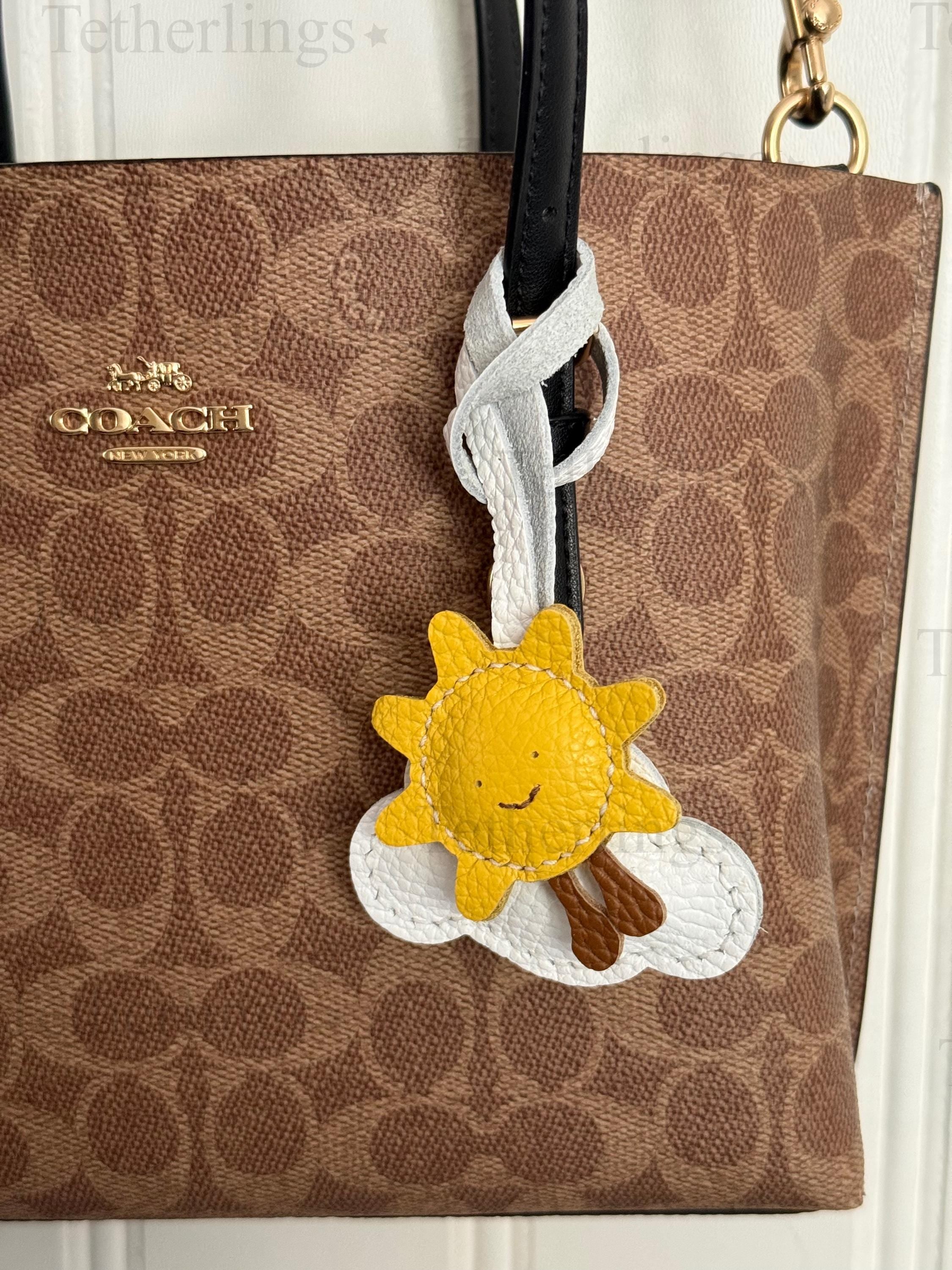 Happy Sunshine Cloud Leather Charm, Handmade Bag Purse Backpack Key Chain
