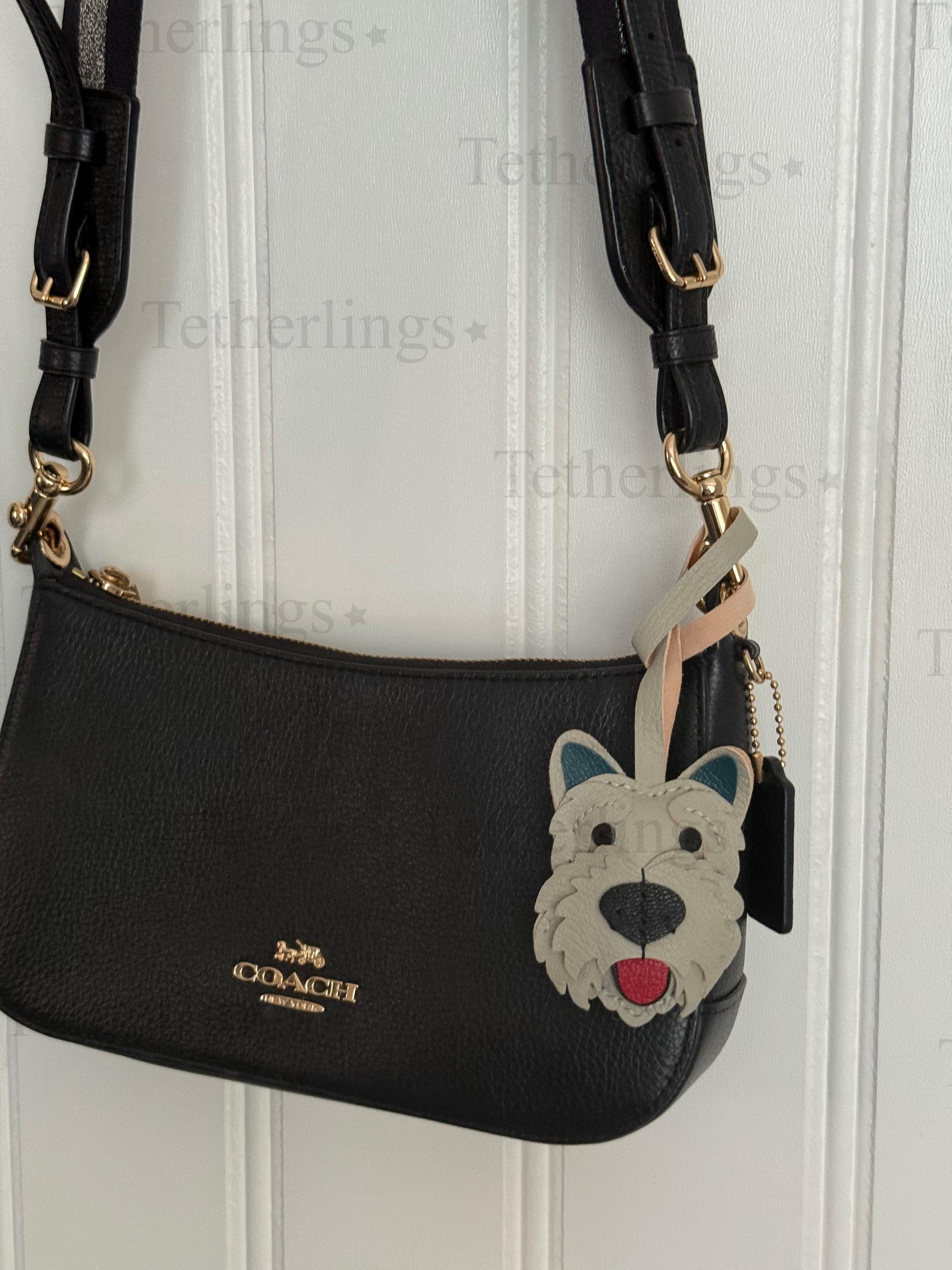 Schnauzer Puppy Dog Genuine Sheepskin Leather Charm, Handmade Bag Purse Backpack Key Chain