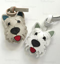 Schnauzer Puppy Dog Genuine Sheepskin Leather Charm, Handmade Bag Purse Backpack Key Chain