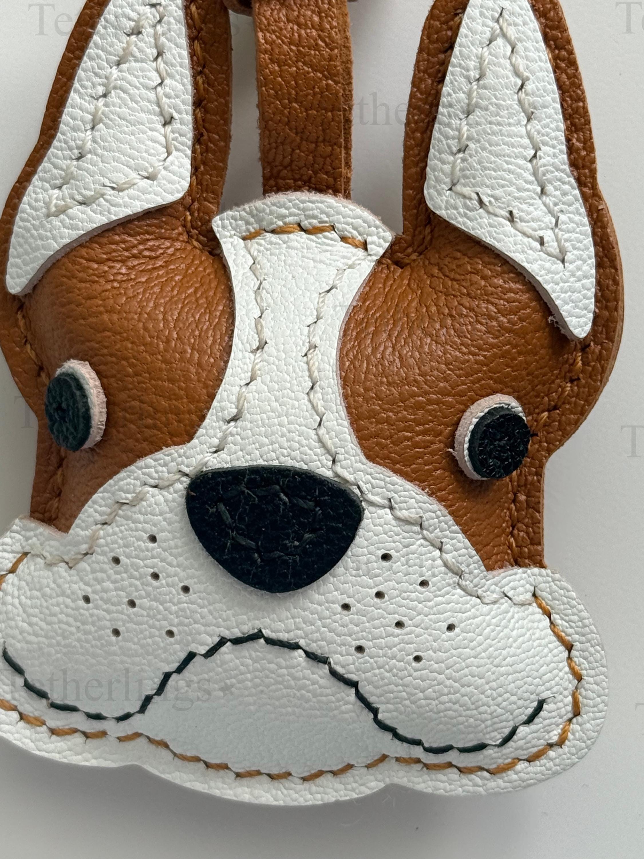 French Bulldog Brown Fawn Leather Charm, Handmade Bag Purse Backpack Key Chain