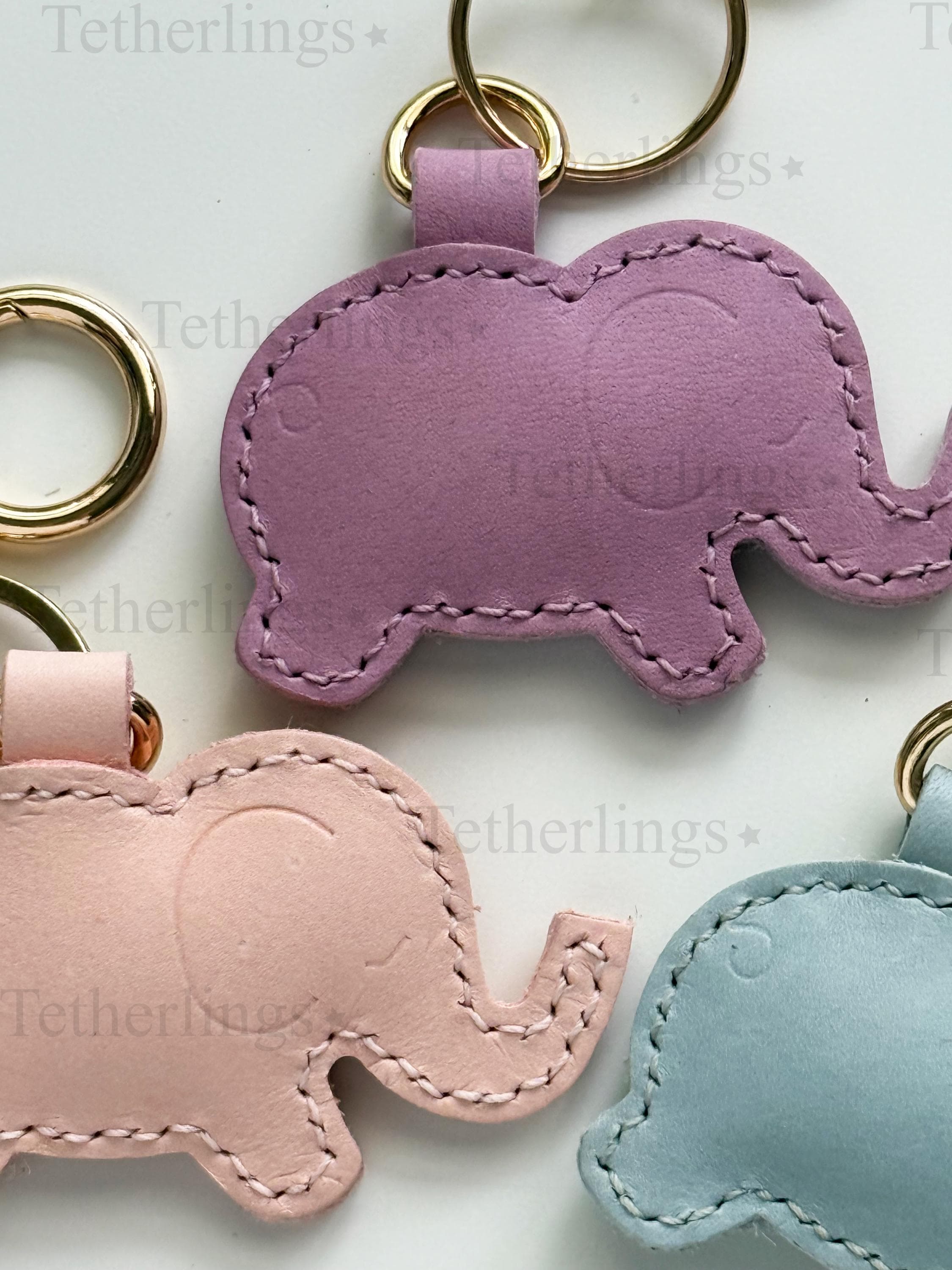 Elephant Clip Baby Bag Genuine Leather Charm, Handmade Bag Purse Backpack Key Chain