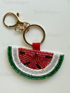 Watermelon Clip Beaded Bag Charm: Handmade Key chain