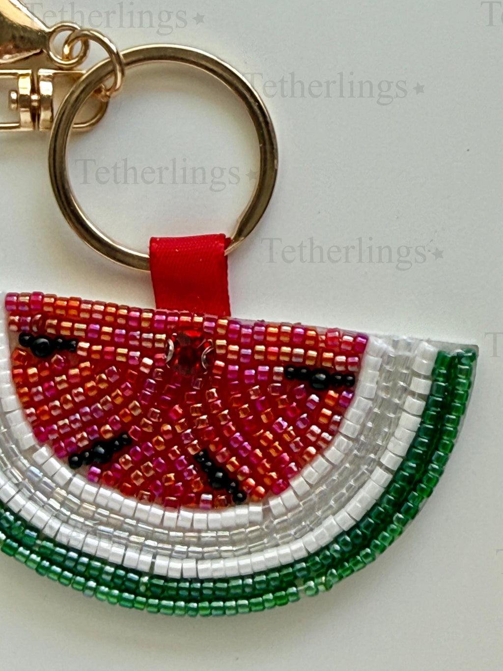 Watermelon Clip Beaded Bag Charm: Handmade Key chain