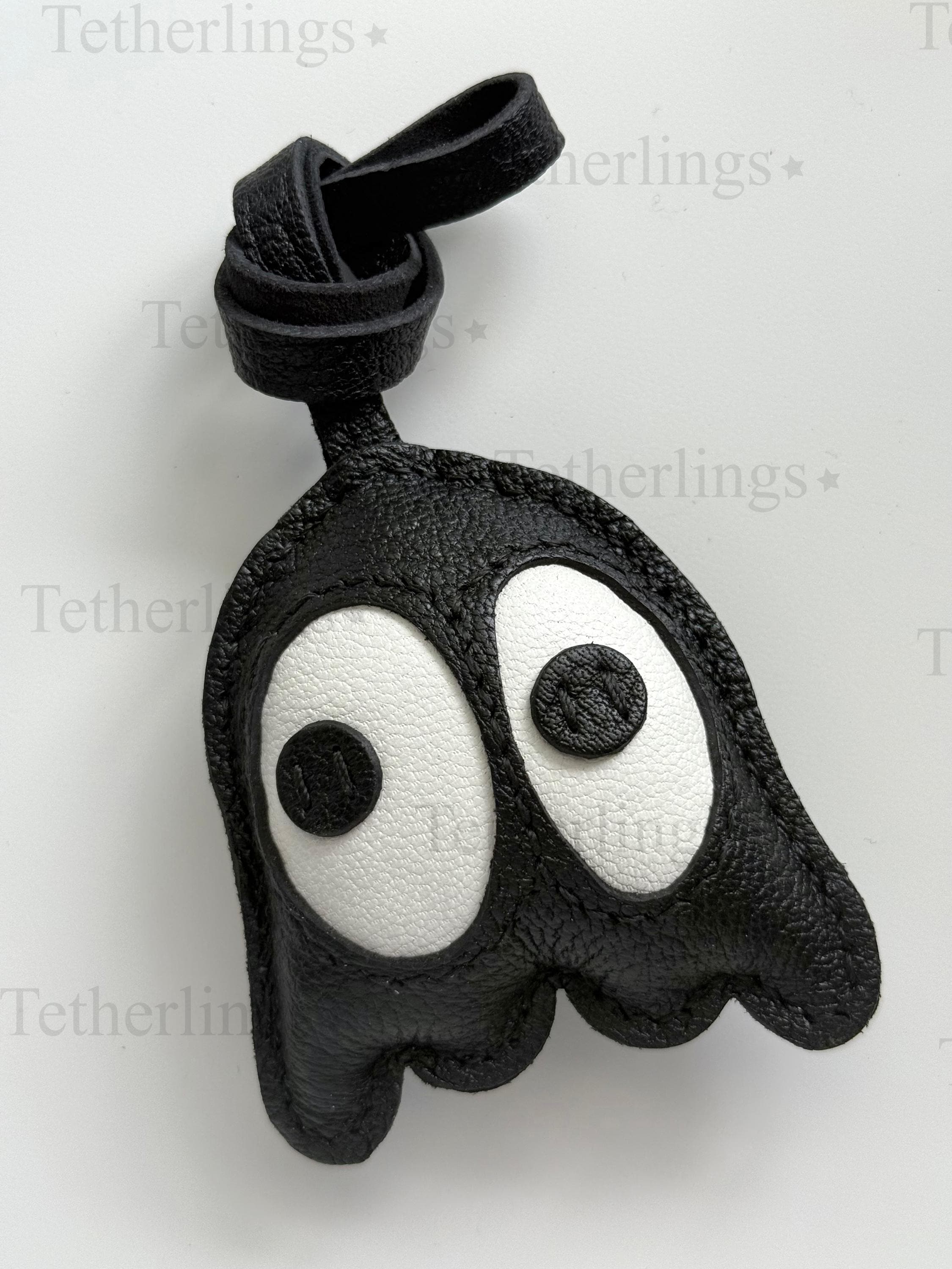 Cute Spooky Halloween Ghost Leather Charm, Handmade Bag Purse Backpack Key Chain