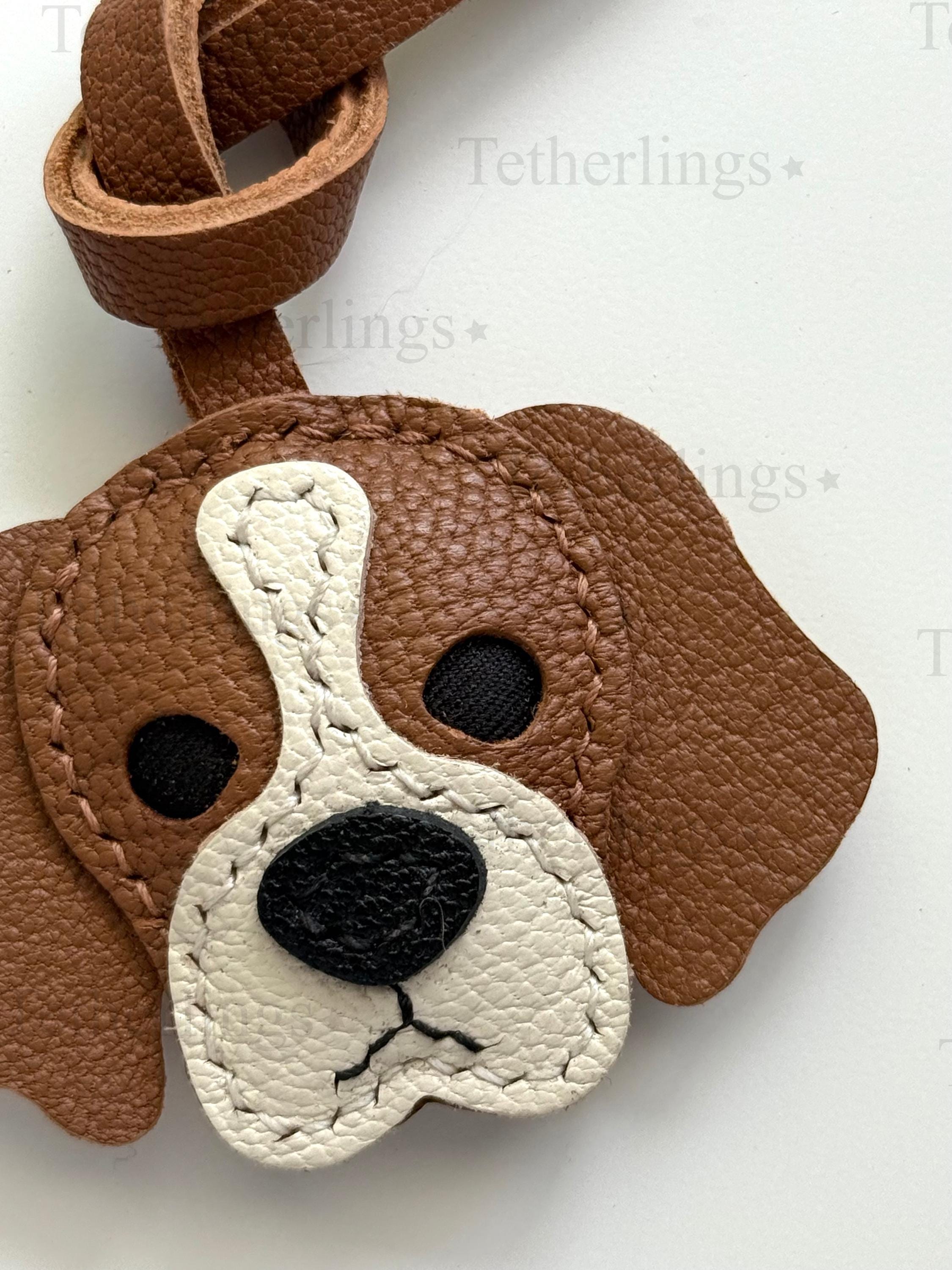 Cavalier King Charles Spaniel Dog Leather Charm, Handmade Bag Purse Backpack Key Chain