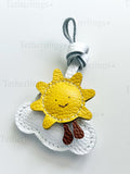 Happy Sunshine Cloud Leather Charm, Handmade Bag Purse Backpack Key Chain