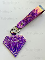 Iridescent Diamond and Wrist Strap Genuine Leather Charm, Handmade Bag Purse Backpack Key Chain