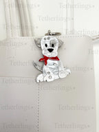 Acrylic White Spotted Dog Pendant Brooch and Keychain