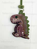EXCLUSIVE Color! Plum Thistle Rexling Dinosaur Genuine Leather Charm, Handmade Bag Purse Backpack Key Chain