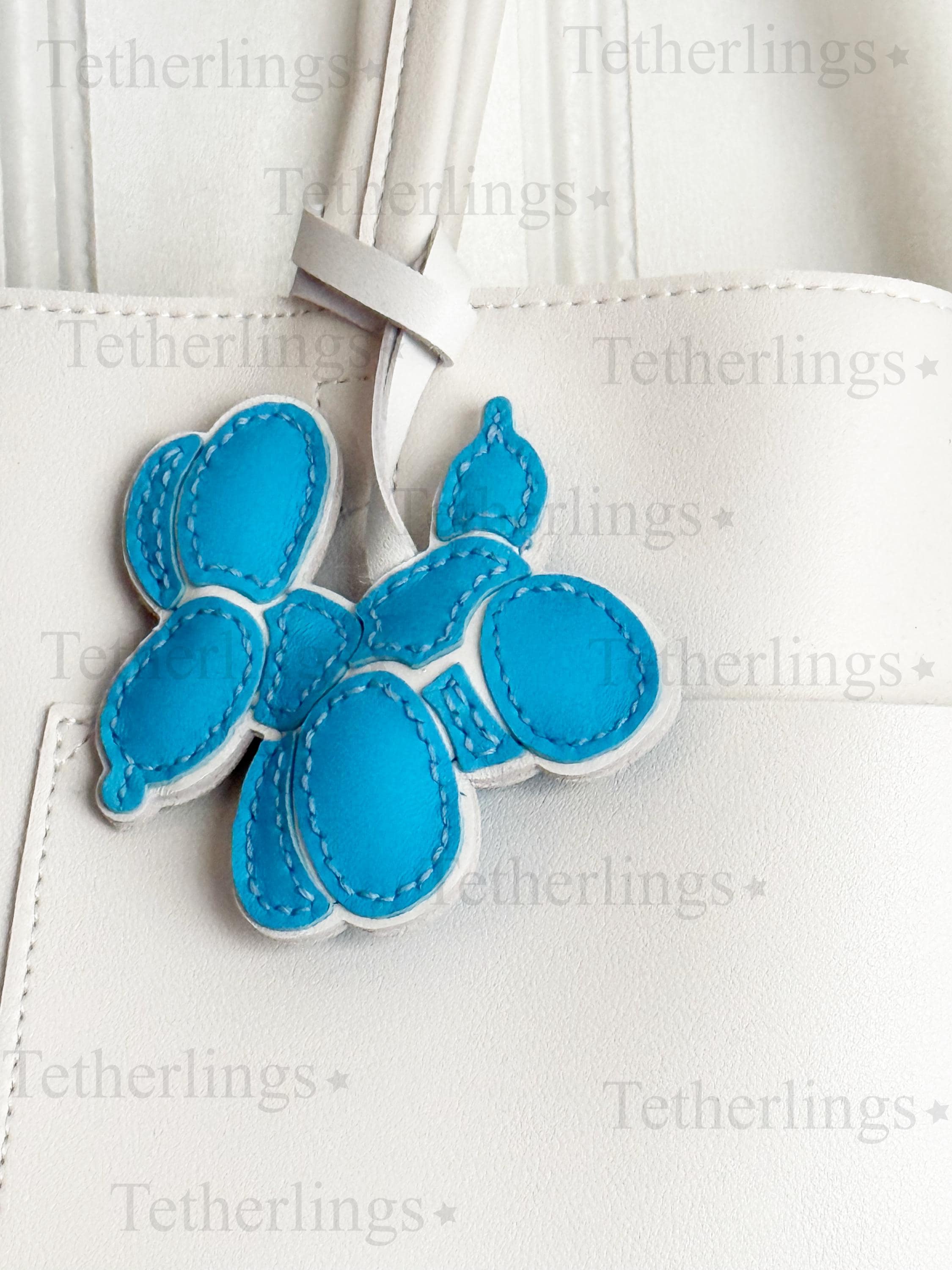 Exclusive Colors! Balloon Dogs Genuine Leather Charm, Handmade Bag Purse Backpack Key Chain