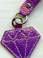 Iridescent Diamond and Wrist Strap Genuine Leather Charm, Handmade Bag Purse Backpack Key Chain