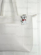 Acrylic White Spotted Dog Pendant Brooch and Keychain