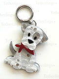 Acrylic White Spotted Dog Pendant Brooch and Keychain
