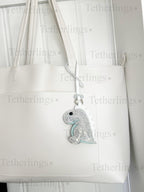 EXCLUSIVE Color! Opal Rexling Dinosaur Genuine Leather Charm, Handmade Bag Purse Backpack Key Chain