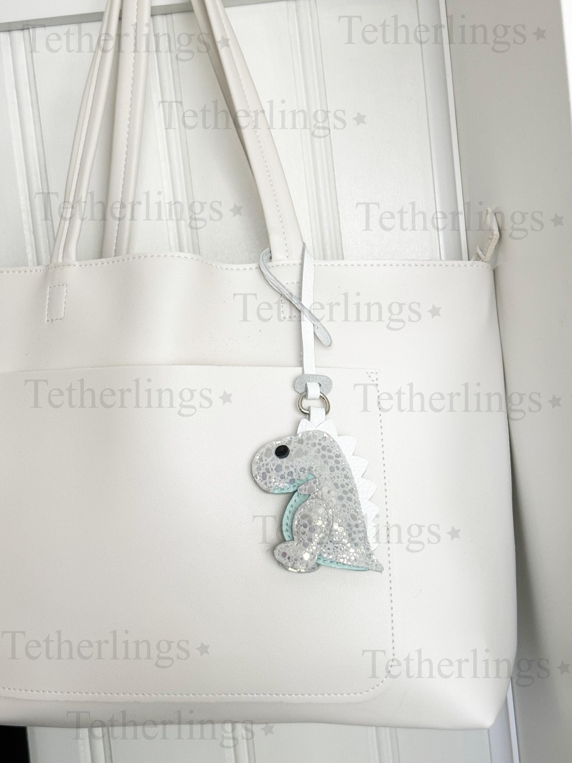 EXCLUSIVE Color! Opal Rexling Dinosaur Genuine Leather Charm, Handmade Bag Purse Backpack Key Chain