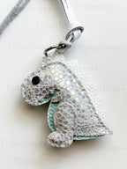 EXCLUSIVE Color! Opal Rexling Dinosaur Genuine Leather Charm, Handmade Bag Purse Backpack Key Chain