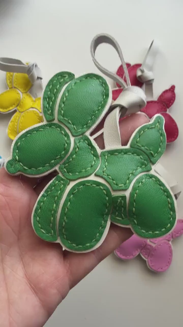 Exclusive Colors! Balloon Dogs Genuine Leather Handmade Charm