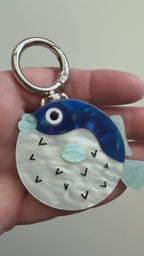 Acrylic Puffer fish Pendant Brooch and Keychain