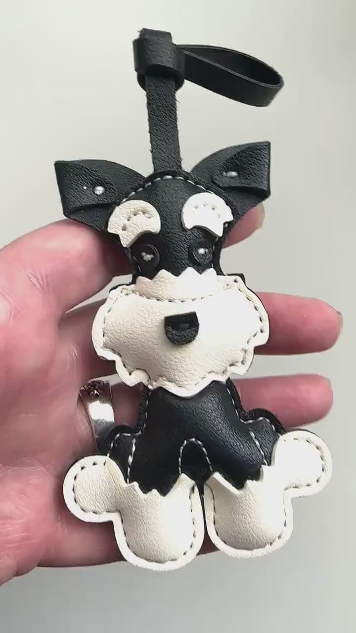 Schnauzer Dog Handmade Vegan Leather Bag Charm
