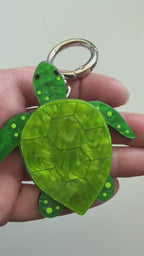 Layered Acrylic Sea Turtle Pendant Brooch and Keychain